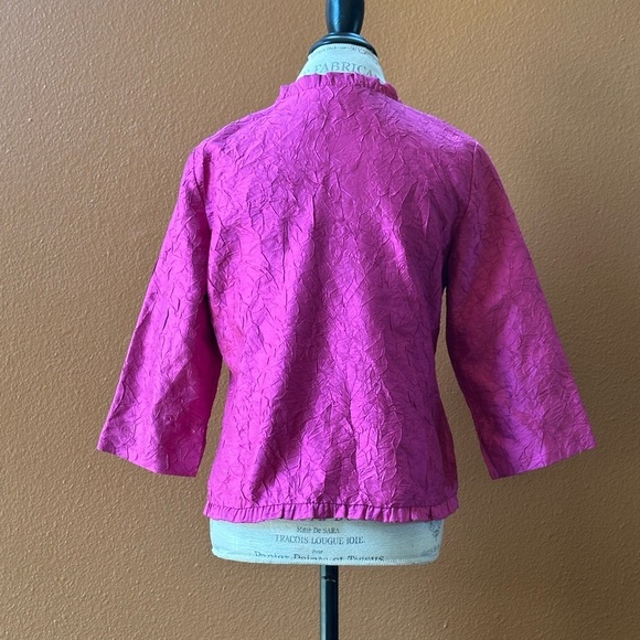 Eileen Fisher Pink Crinkled Silk Blouse/Light Jacket Small New Without Tags! - Picture 6 of 7